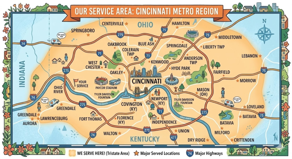 Our Serving area in Cincinnati, Ohio